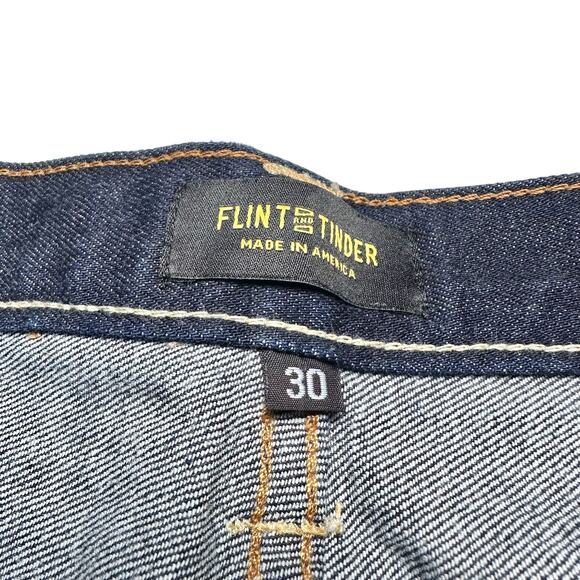 Flint & Tinder | Men | Dark Straight Tapered Stretch Selvedge Denim Jeans | 30 - Picture 6 of 13
